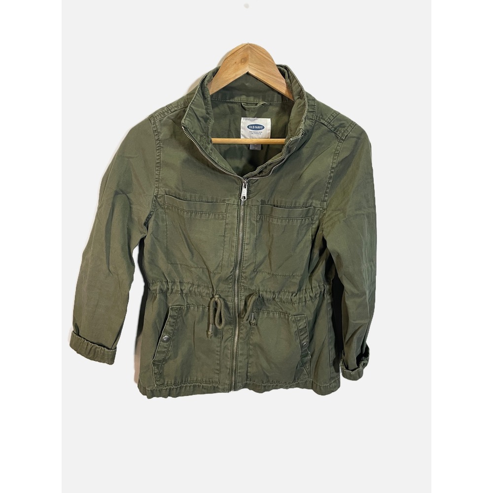 Old Navy Utility Jacket Women XS Green Drawstring Waist Military Field Coat